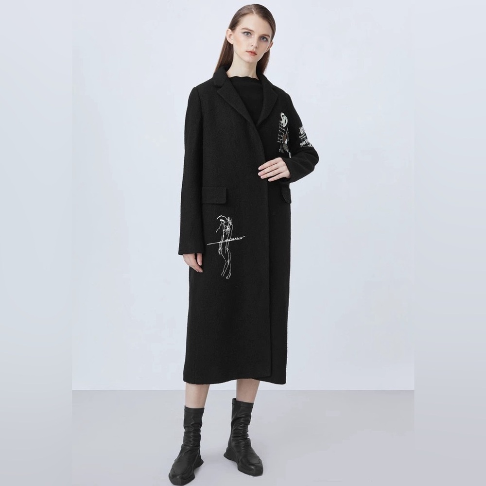 55% Wool Black Coat